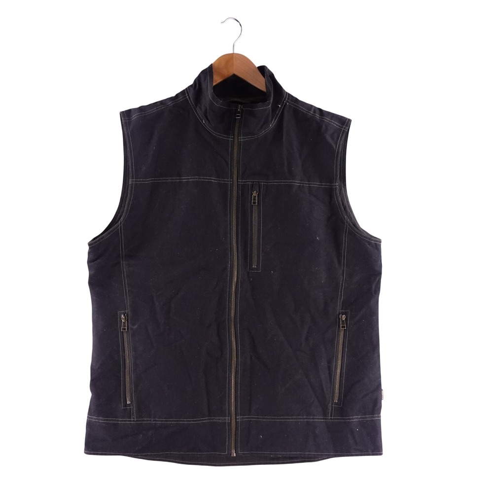 Kuhl Burr Vest Mens XL Black Canvas Full Zip Outdoor Rugged Layering Jacket